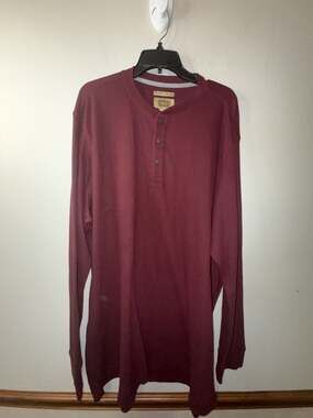 The Foundry Supply Co. Men's Maroon Long Sleeve Henley Shirt 2XLT